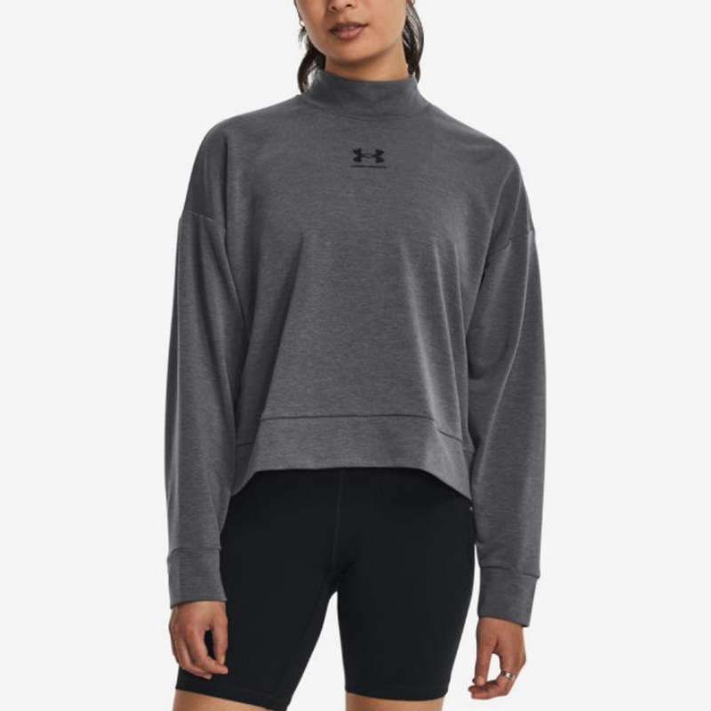 UA/安德玛正品 Rival Terry Mock Crew女子训练卫衣1379496-010