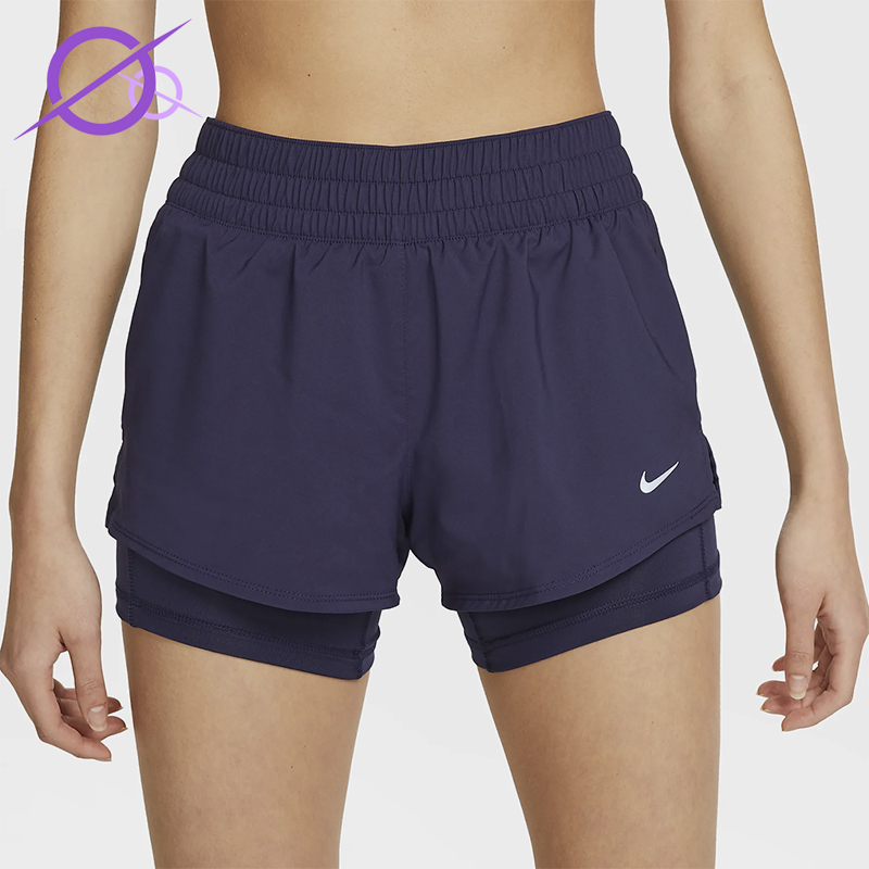 Nike/耐克正品2025女士梭织松紧腰透气二合一运动短裤DX6013-555