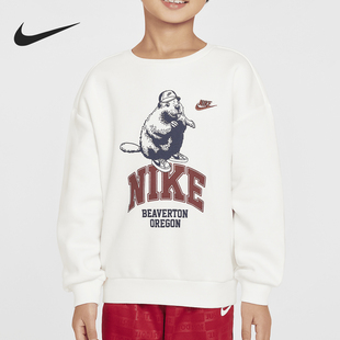 Nike/耐克正品Icon小童加绒圆领宽松时尚印花卫衣IB5822-133
