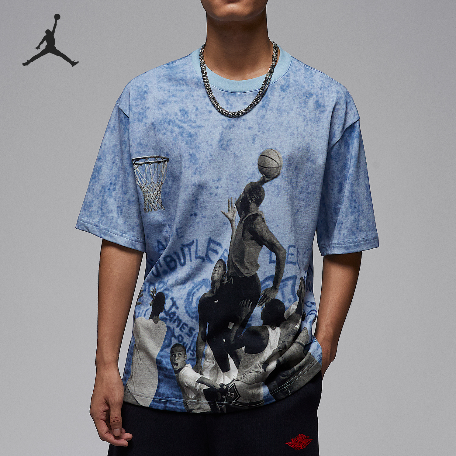 Nike/耐克正品JORDAN男士运动图案时尚针织透气短袖HJ2363-427