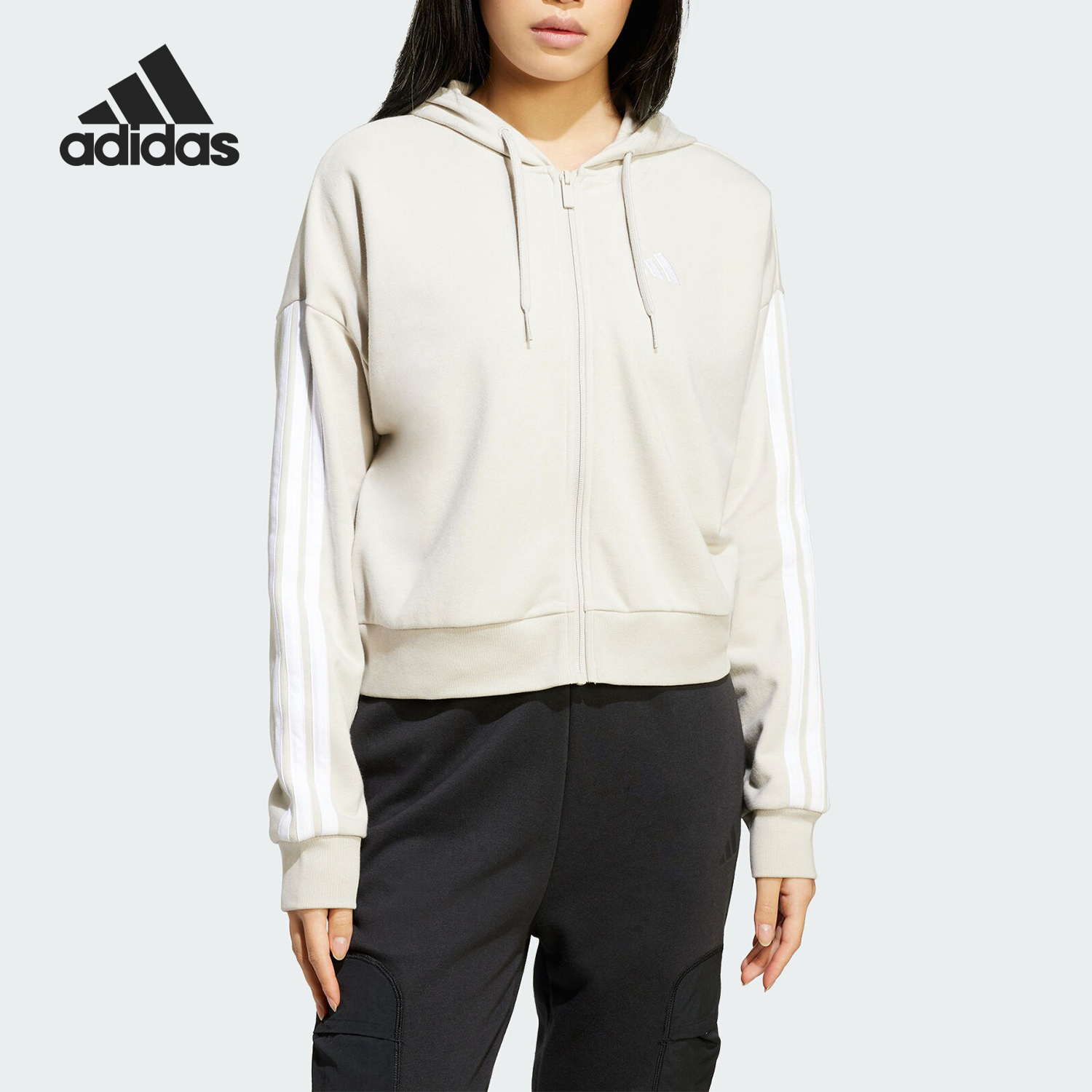 Adidas/阿迪达斯正品W 3S FT FZ HD女士拉链夹克外套JW1821