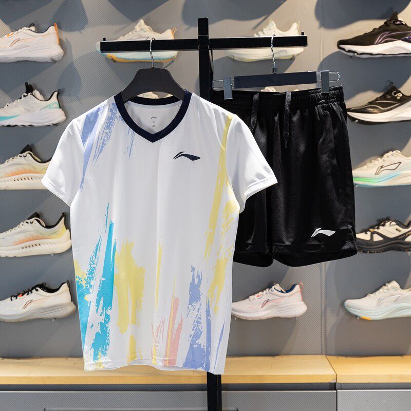 李宁正品羽毛球系列男女同款宽松透气专业训练比赛套装AATV041-2