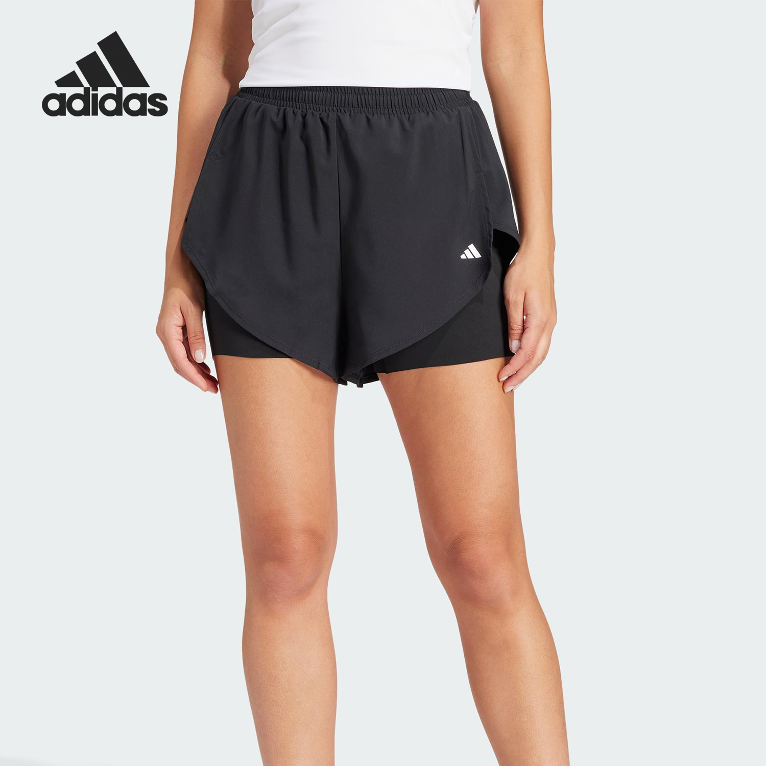 Adidas/阿迪达斯正品2025夏季款女士二合一健身短裤IQ2655
