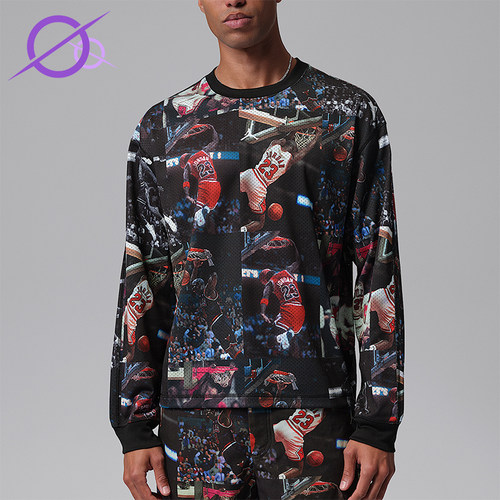 Nike/耐克正品Jordan男士印花针织宽松透气长袖T恤IF1831-010