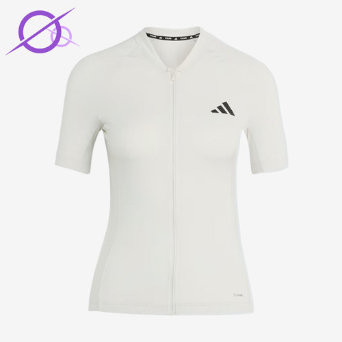 Adidas/阿迪达斯正品ESSENTIALS纯色拉链贴合女骑行服JZ6724