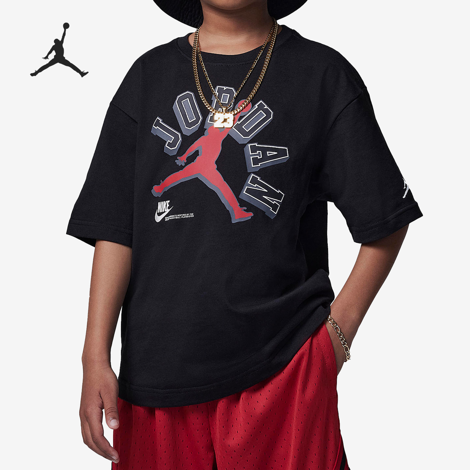 Nike/耐克正品Jordan Varsity Jumpman小童时尚T恤FV2531-010