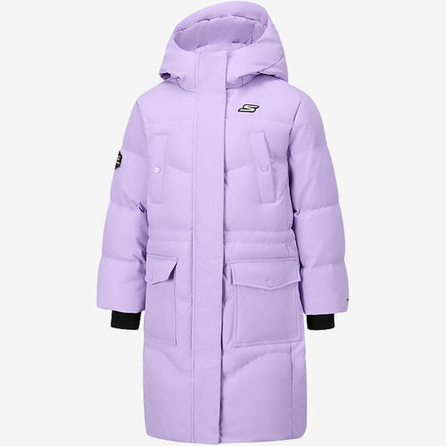Skechers斯凯奇正品滑雪系列儿童长款拉链羽绒服P425G032-005U