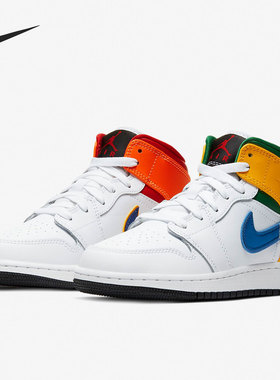 Nike/耐克正品Jordan 1 Mid AJ1女子GS大童篮球鞋554725-128