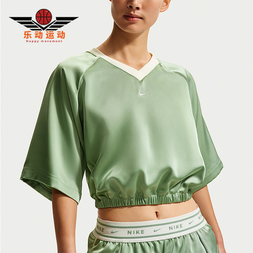 Nike/耐克正品Sportswear 女士短款缎面经典上衣T恤IH1331-006