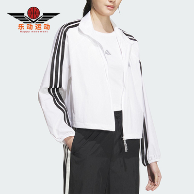 Adidas/阿迪达斯正品2025女士运动梭织三条纹立领经典外套KC0181