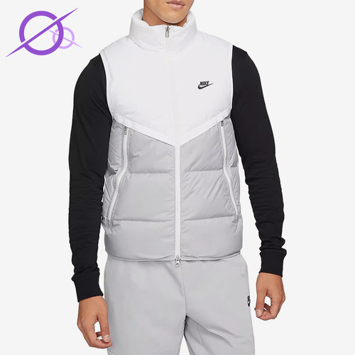 Nike/耐克正品新款男白灰色跑步轻盈保暖经典羽绒马甲DV0757-100