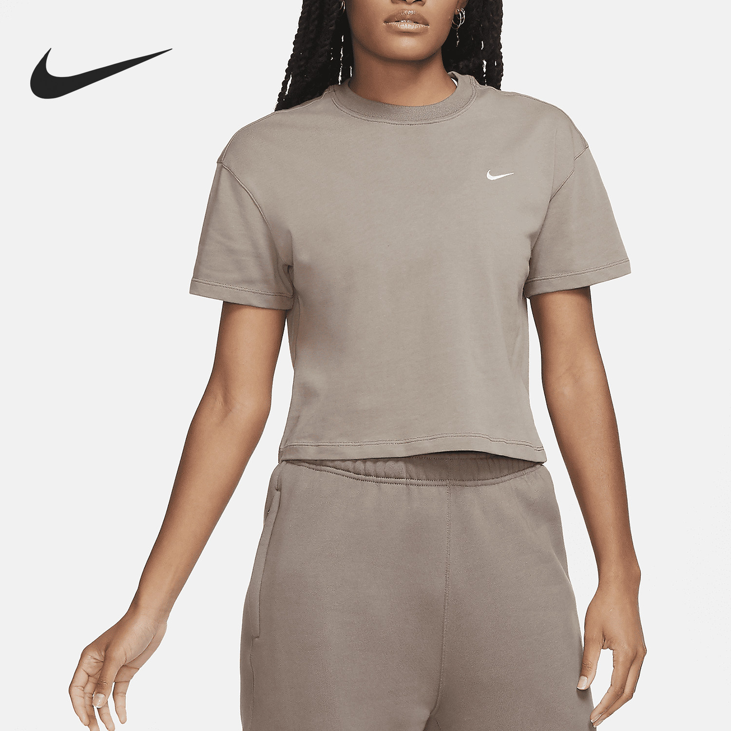 Nike/耐克正品夏季新款女士针织休闲短款透气短袖DA0324-081