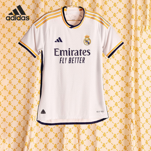 Adidas/阿迪达斯正品皇马球员版主场足球男子运动短袖IA5139