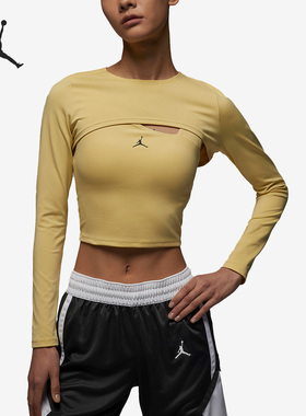 Nike/耐克正品JORDAN女子训练健身透气露脐长袖T恤DV1275-753