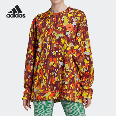 Adidas/阿迪达斯正品女士印花卉图案圆领套头长袖卫衣HI6067