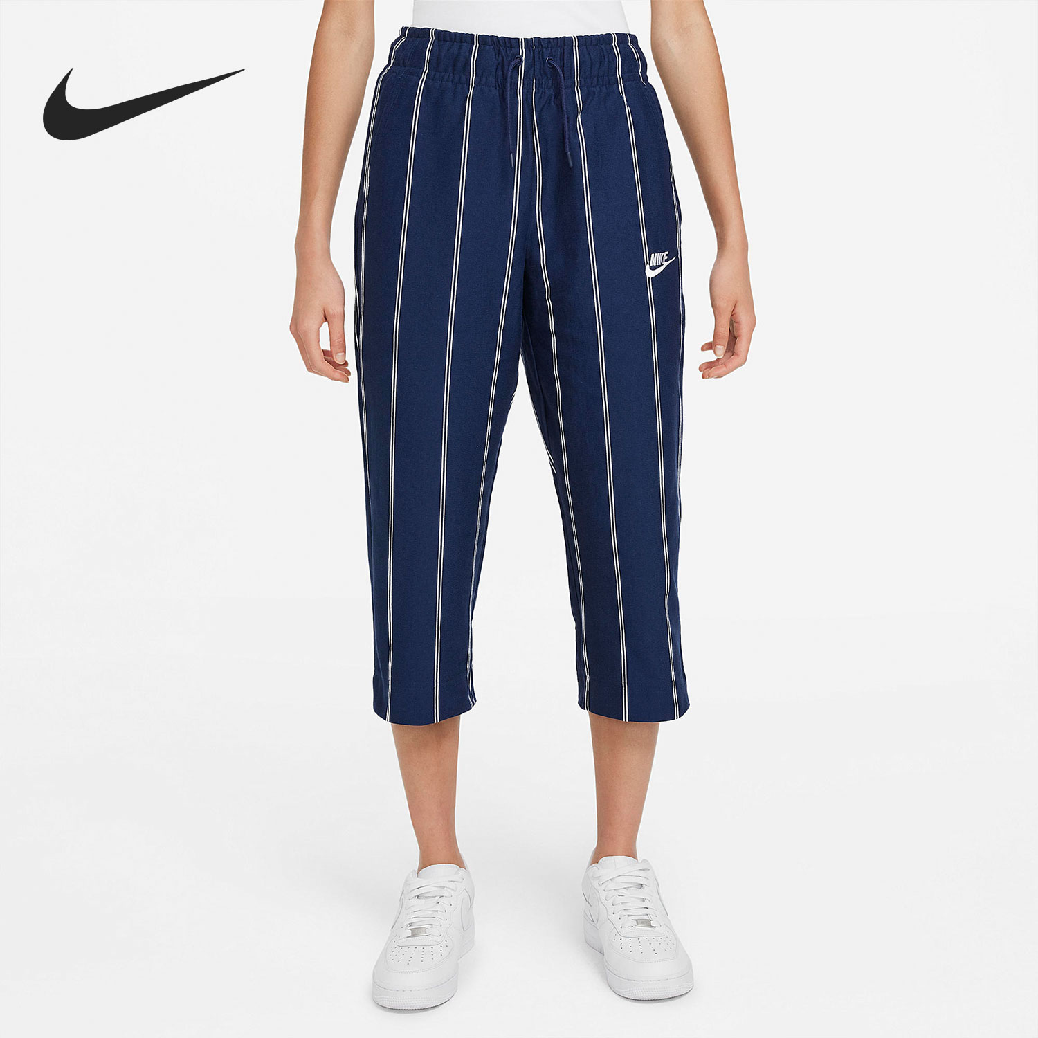 Nike/耐克正品女子条纹针织透气舒适休闲运动七分裤 DD5185