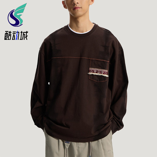 Adidas/阿迪达斯正品三叶草男士复古针织运动宽松长袖T恤KW5672