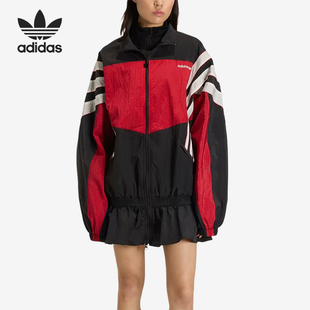 Adidas/阿迪达斯正品三叶草新款女黑红色宽松经典夹克外套KC9134