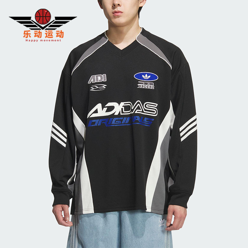 Adidas/阿迪达斯正品三叶草男士运动宽松赛车风印花长袖KF5155