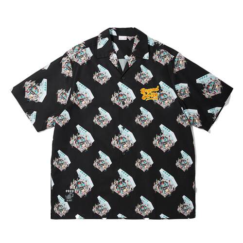 李宁正品x Phil Hackett艺术家限定系列男子宽松短袖衬衫ASHV033