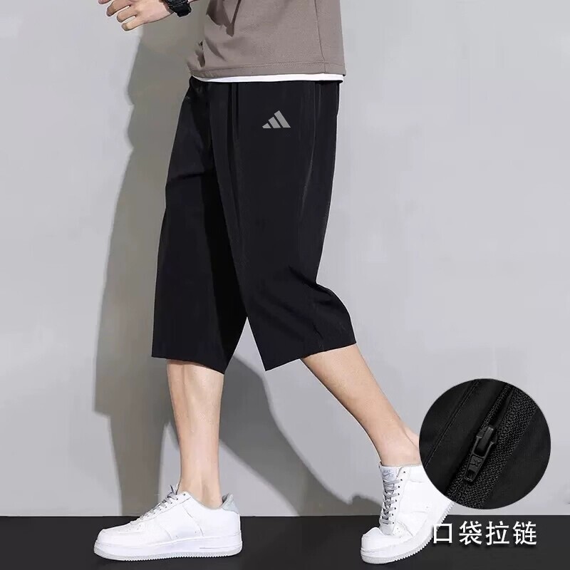 阿迪达斯中长裤男裤新款快干运动裤子宽松透气男士薄款休闲七分裤