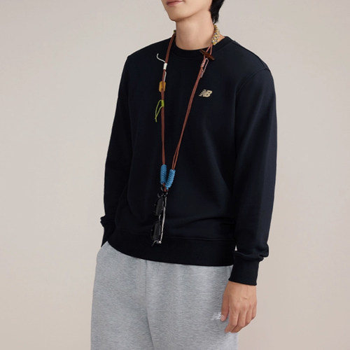 New Balance/NB正品新款男士圆领复古潮流卫衣套头衫AMT43369-BK