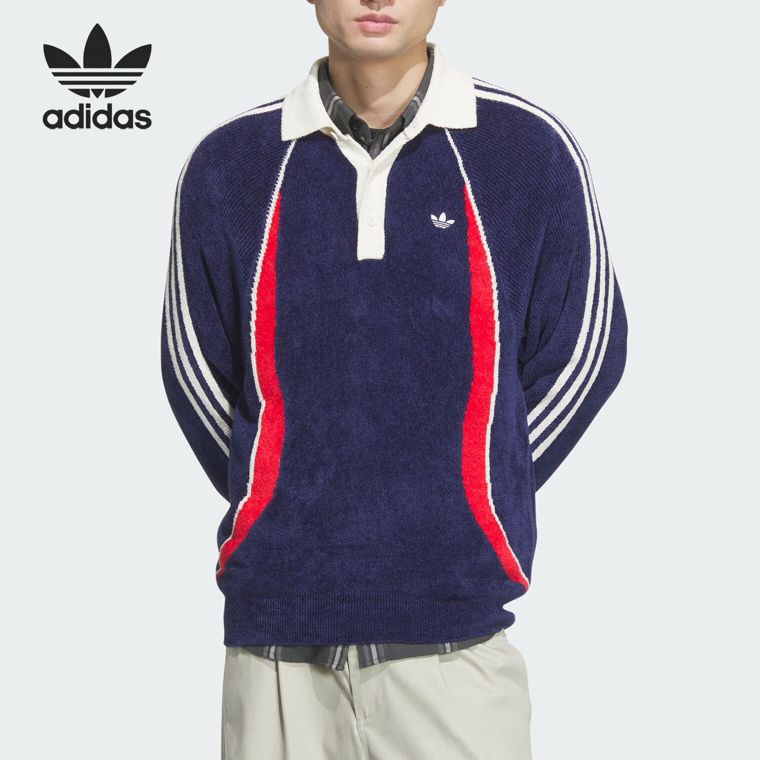 Adidas/阿迪达斯正品三叶草男士保暖运动户外宽松毛衣JN3795