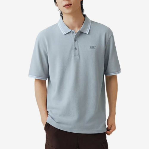Skechers斯凯奇正品男亲肤柔软弹性透气短袖翻领衫L126M009-01DS