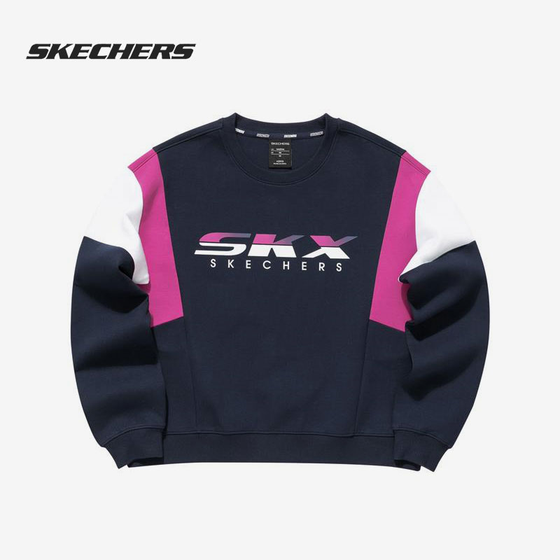 Skechers/斯凯奇正品当季新款女子休闲运动圆领跑步套头卫衣