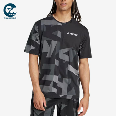 Adidas/阿迪达斯正品Terrex字母圆领男黑色经典休闲短袖T恤JE0390