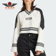 V领宽松套头衫 三叶草女士休闲运动短款 JX7597 阿迪达斯正品 Adidas