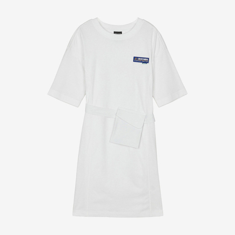 Skechers/斯凯奇正品当季新款女子时尚简约短袖休闲连衣裙