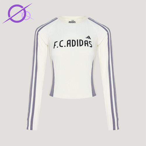 Adidas/阿迪达斯正品女士针织休闲条纹修身舒适长袖T恤KZ4171
