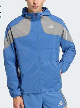 Adidas/阿迪达斯正品2025冬季款男士运动连帽拼接跑步外套KB1492