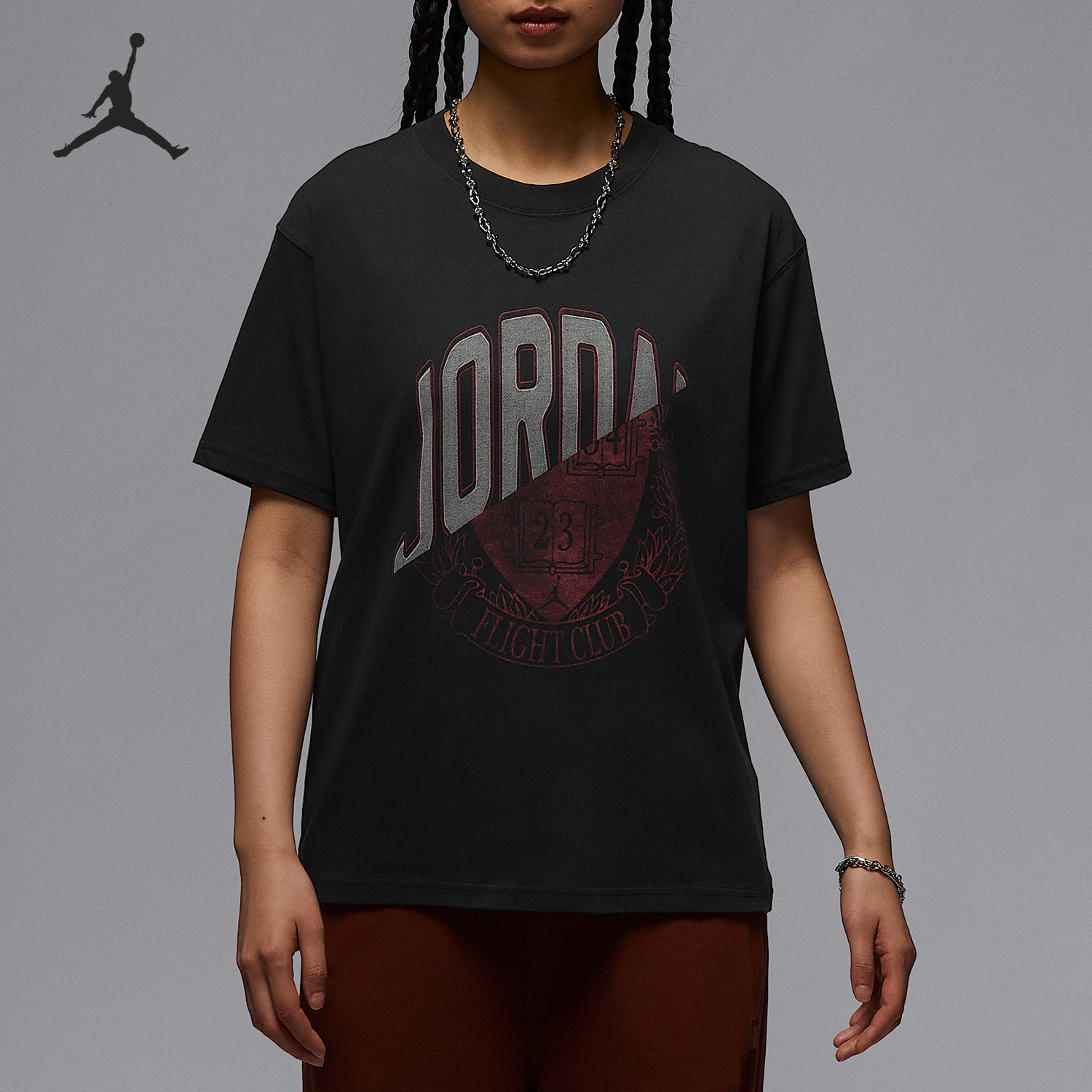 Nike/耐克正品JORDAN女士柔软宽松针织经典透气短袖IB7035-045