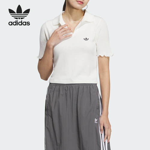 Adidas/阿迪达斯正品三叶草女士针织运动短袖POLO衫JC7858