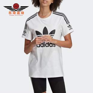 圆领印花透气T恤FJ5378 三叶草女士运动经典 Adidas 阿迪达斯正品