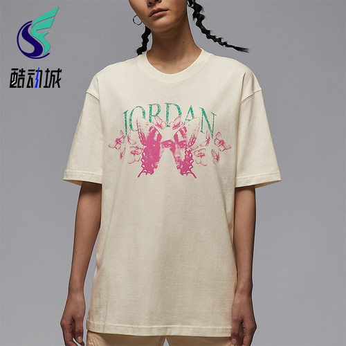 Nike/耐克正品JORDAN女士休闲宽松蝴蝶经典时尚短袖IB7032-133