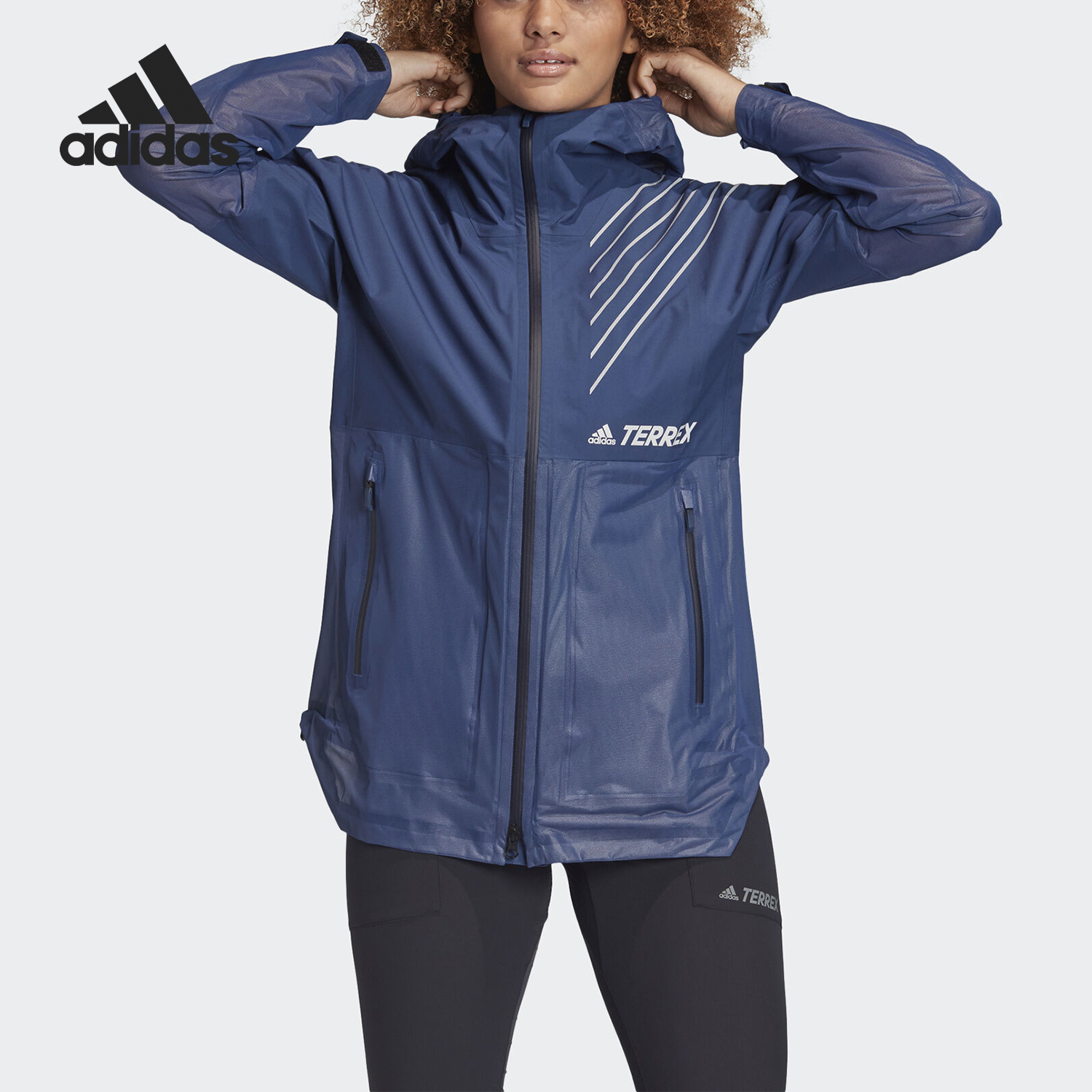 Adidas/阿迪达斯正品2025女士耐磨户外连帽防风运动外套FJ9369