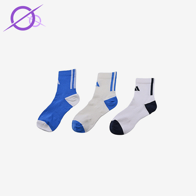 Adidas/阿迪达斯正品3双装运动袜新款儿童经典蓝白色运动袜KS0229