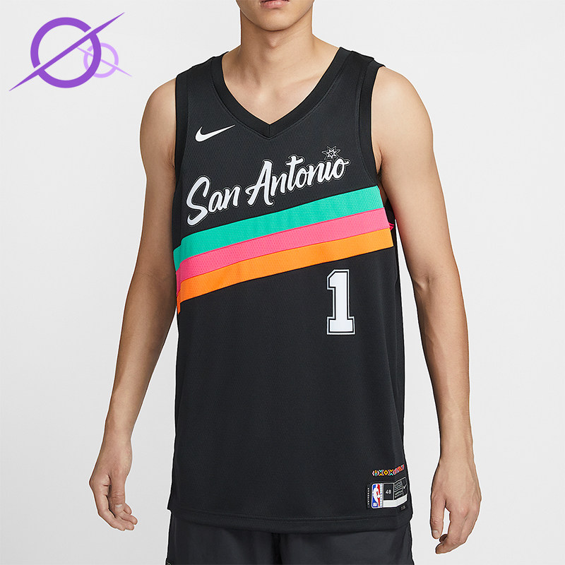 Nike/耐克正品2025男士运动V领套头印花篮球背心T恤HM5996-013