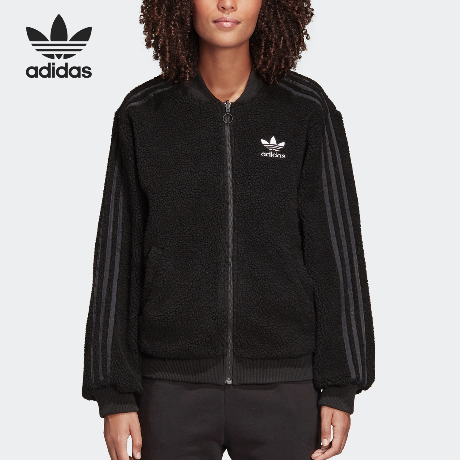 Adidas/阿迪达斯正品三叶草女士双面穿宽松经典运动外套DY0872