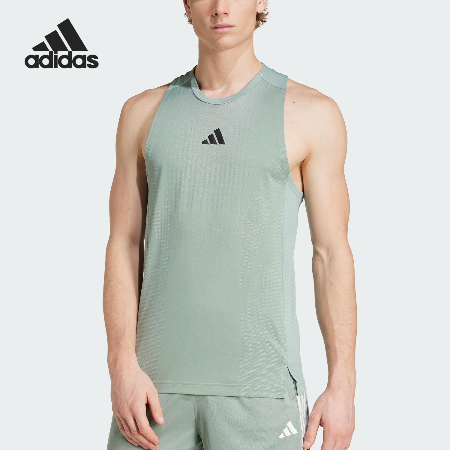 Adidas/阿迪达斯正品夏季男士修身运动健身圆领透气背心JI8201