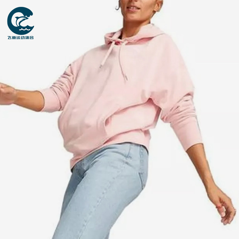 Puma/彪马正品连帽女粉色柔软保暖长袖针织经典休闲卫衣673110-66