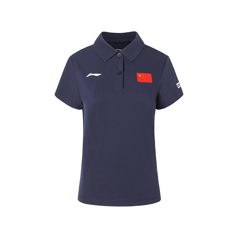 李宁正品乒乓球系列女子国旗字母运动训练短袖POLO衫APLS230-1