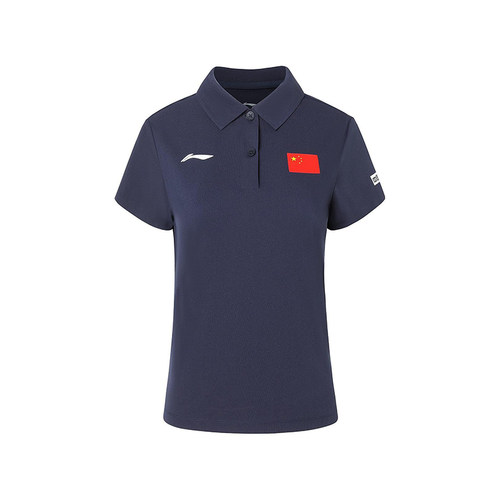 李宁正品乒乓球系列女子国旗字母运动训练短袖POLO衫APLS230-1