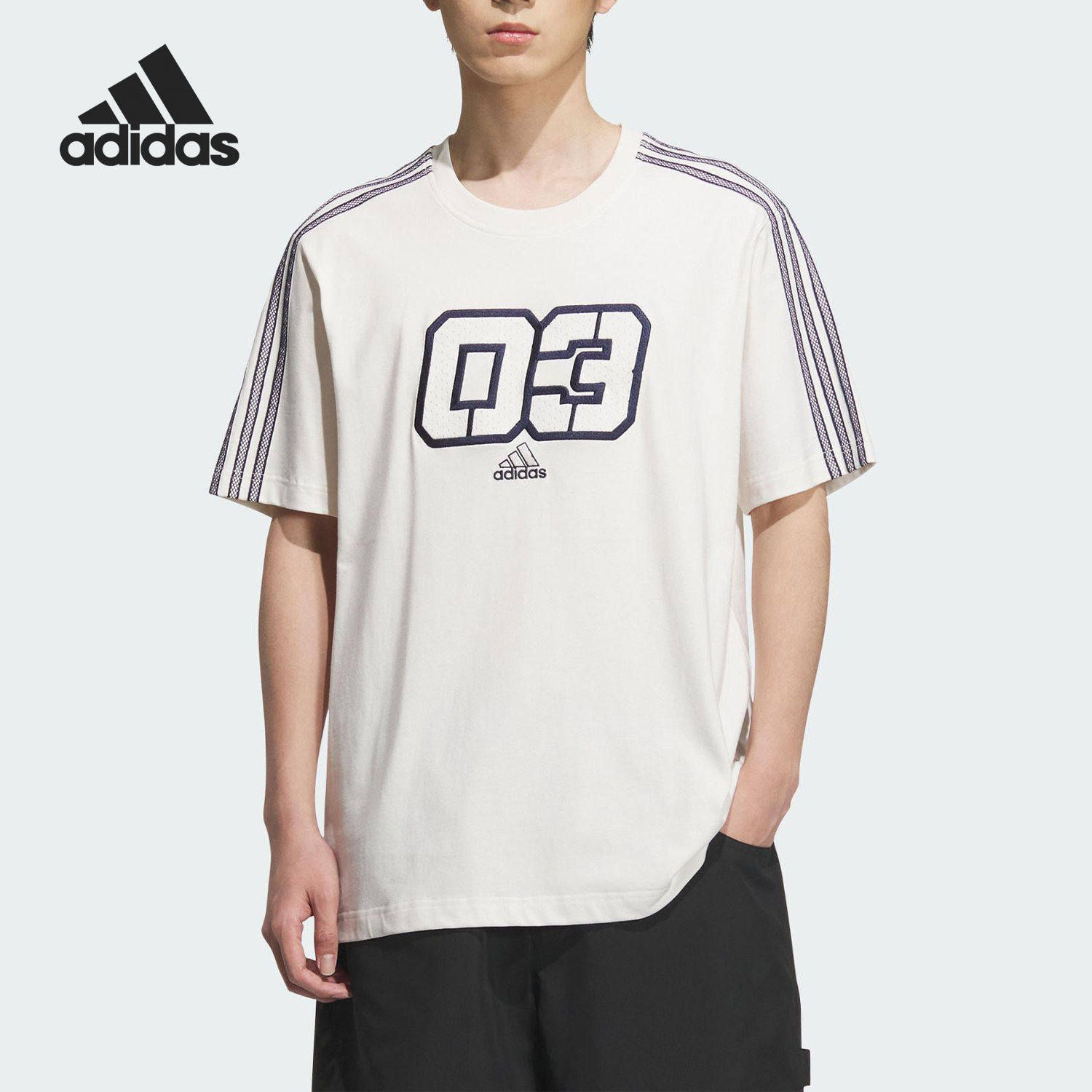 Adidas/阿迪达斯正品2025夏季款男士针织经典户外宽松短袖JX2634