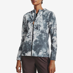 印花训练梭织连帽运动外套1379016 女士时尚 新款 465 安德玛正品