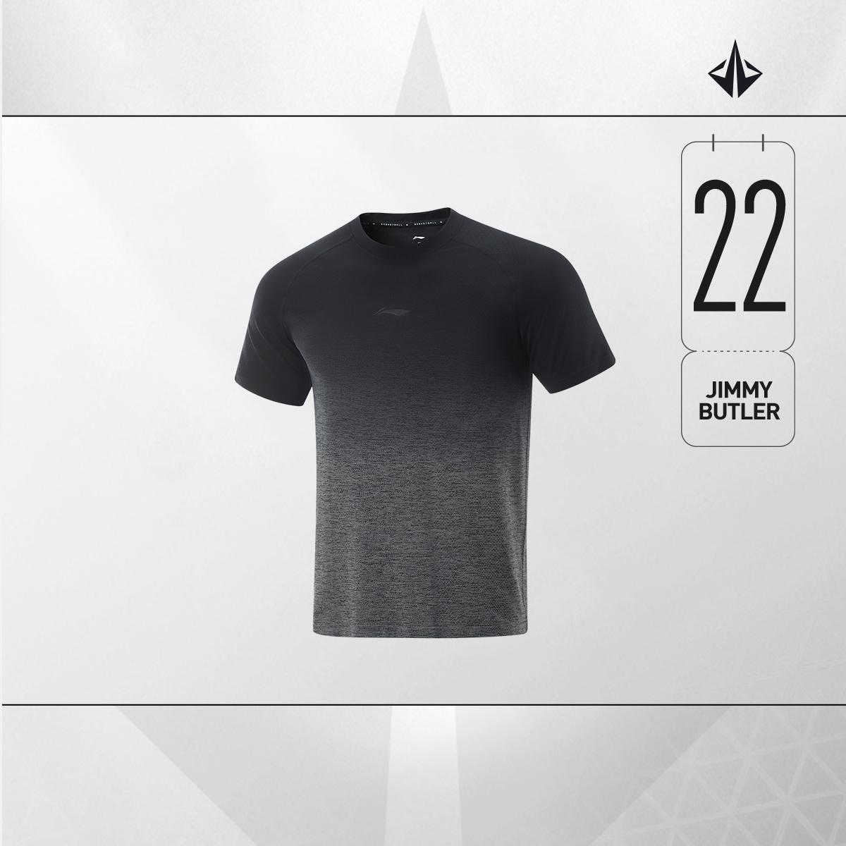 李宁正品男子一体织修身短袖T恤