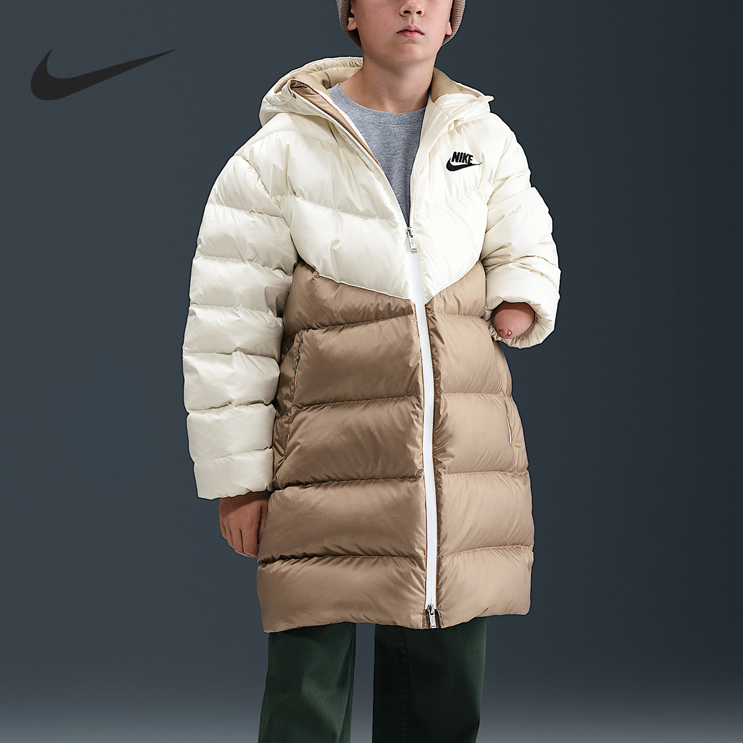 Nike/耐克正品2025冬季大童时尚拼接保暖羽绒服IQ3183-133